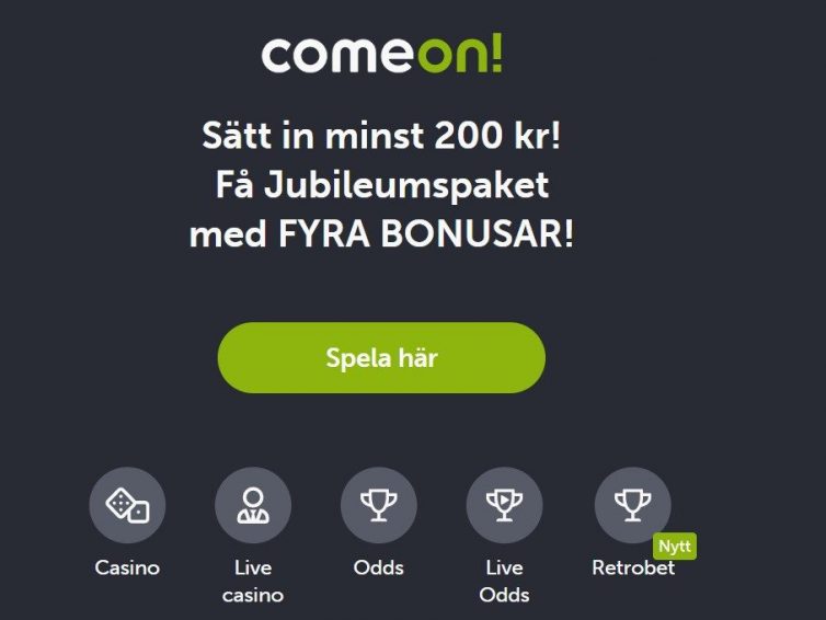 ComeOn firar 12 år – Bjuder på fyra välkomstbonusar